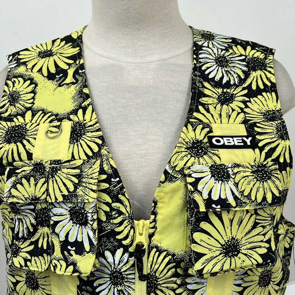 OBEY Floral Yellow and Black Vest - Picture 6 of 7